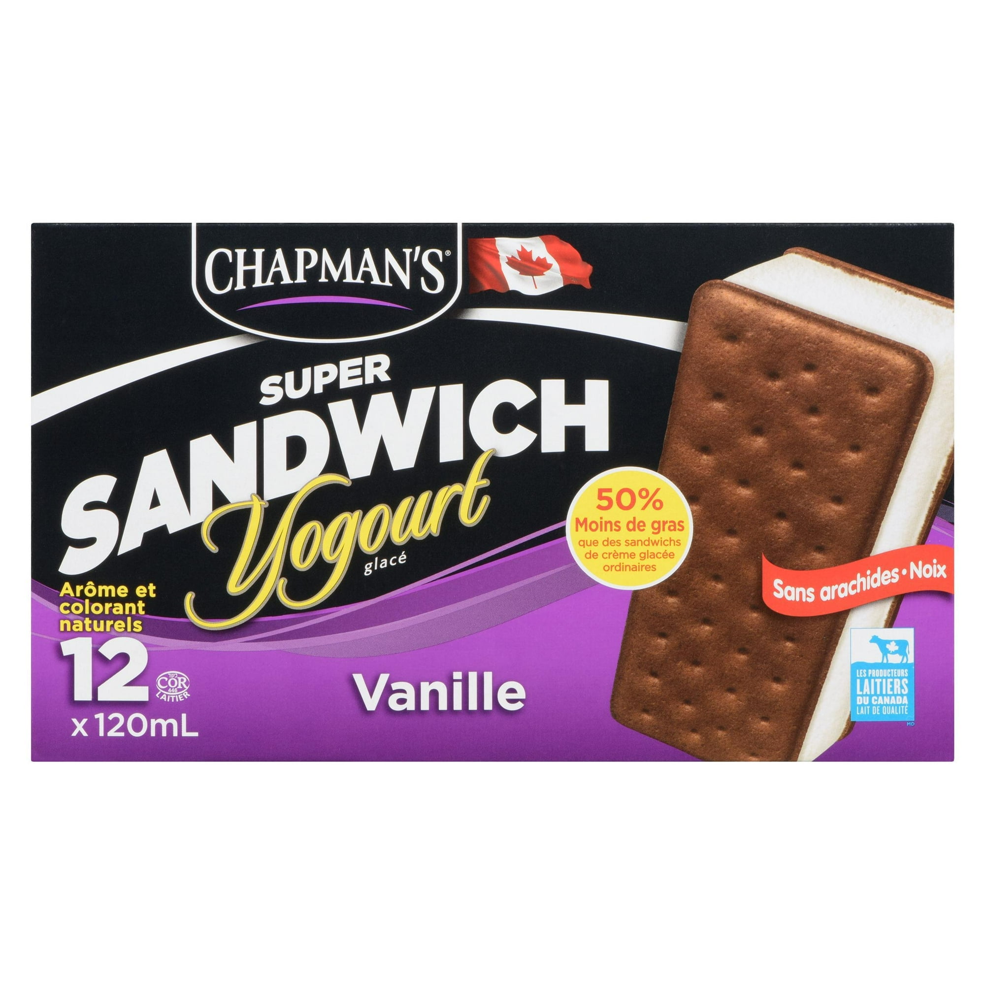 Chapman's Super Sandwich Vanilla Frozen Yogurt in a Box, 12 x 120mL
