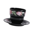 thumbnail image 2 of Esquirla Tea Cup and Saucer Set,Floral Coffee Cup with Plate Set,Home Gift,Easy to Clean 200ml Capacity Porcelain Tea Cup,Coffee Mug black, 2 of 8
