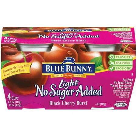 Blue Bunny Dairy: Light No Sugar Added Black Cherry Burst 4 Oz Yogurt, 4 ct