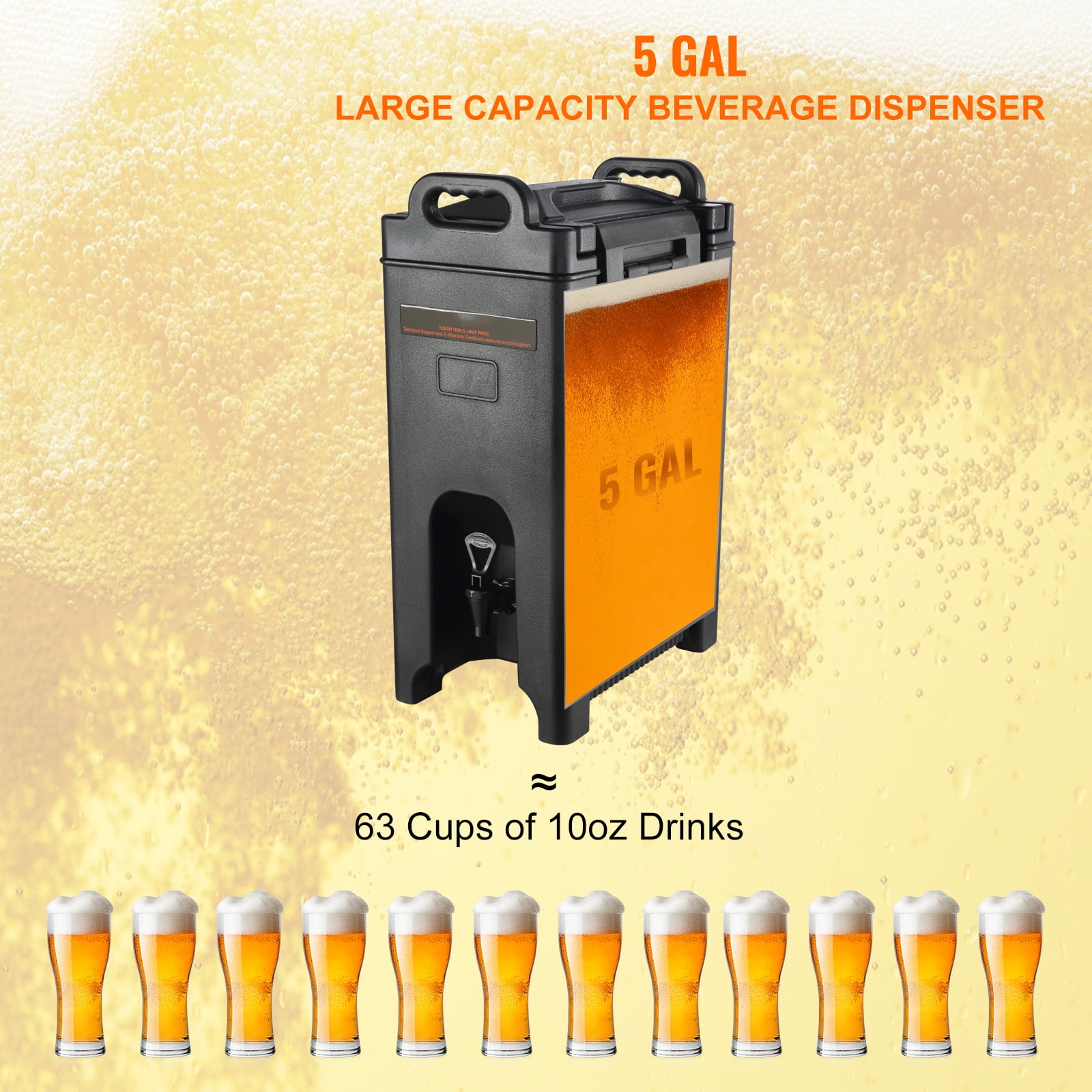 KFFKFF Insulated Iced and Hot Beverage Server/Dispenser 5 Gallon Beverage Carrier Food-Grade LDPE Material