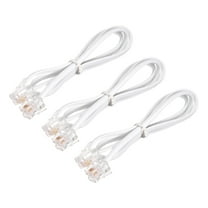 Uxcell Phone Extension Cord 1.64FT Telephone Cable Phone Line Cord RJ11 6P4C Plugs White 3pcs