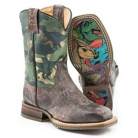 

Kid s Tin Haul Dinocamo Boots With Jurassic Sole Handcrafted Brown