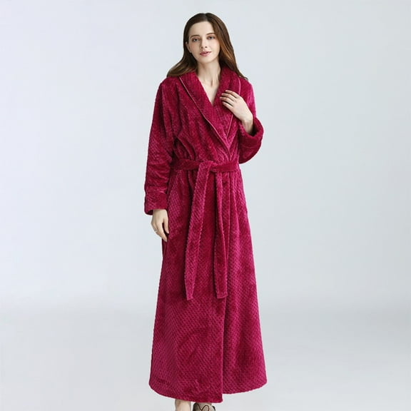 Dyfzdhu Nightgowns for Women Soft Plush Bathrobe Fluffy Cute Long Coat Nightgown Nightdress