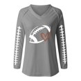 thumbnail image 6 of Pxiakgy Football Shirts for Women 2025 Cute Graphic Print Fall Sweatshirts V Neck Long Sleeve Football Sweatshirts Game Day Heart Football Pullover Tops Mom Shirts Rugby Heart Print T Shirt Grey Xxl, 6 of 6