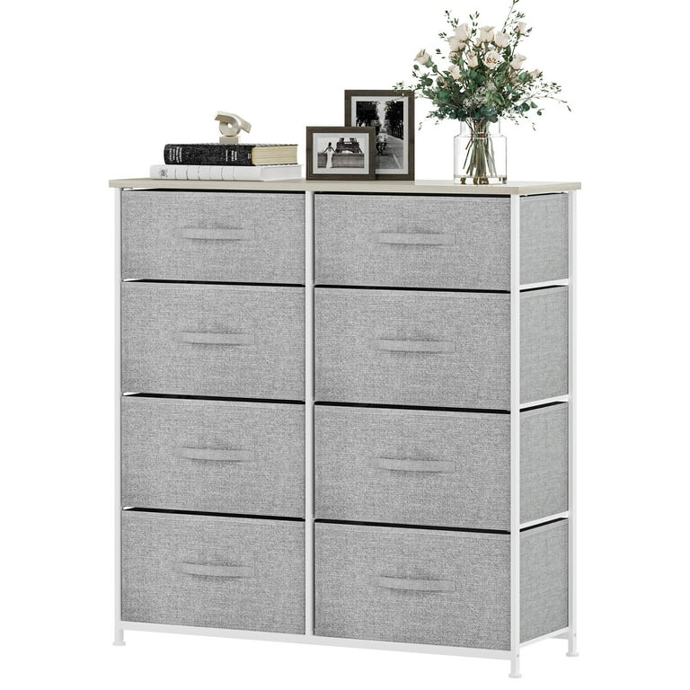 YINTATECH Fabric Dresser for Bedroom Tall Dresser with 8 Drawers Storage Tower with Fabric Bins Chest of Drawers for Closet Living Room Sturdy
