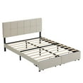 thumbnail image 6 of UHOMEPRO Upholstered Platform Full Bed Frame with Headboard, Modern Beige Velvet Full Bed Frame with 2 Drawers and Wood Slat Support, Mattress Foundation for Adults Teens, No Box Spring Needed, 6 of 9