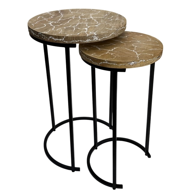 Electra Table Gigogne Ronde de 24 Pouces - Bois Électrifié - Blanc