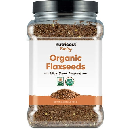 Nutricost Pantry Organic Flaxseeds (2 Pounds) - Whole Brown Flaxseeds, Vegan, GMO-Free, Gluten-Free