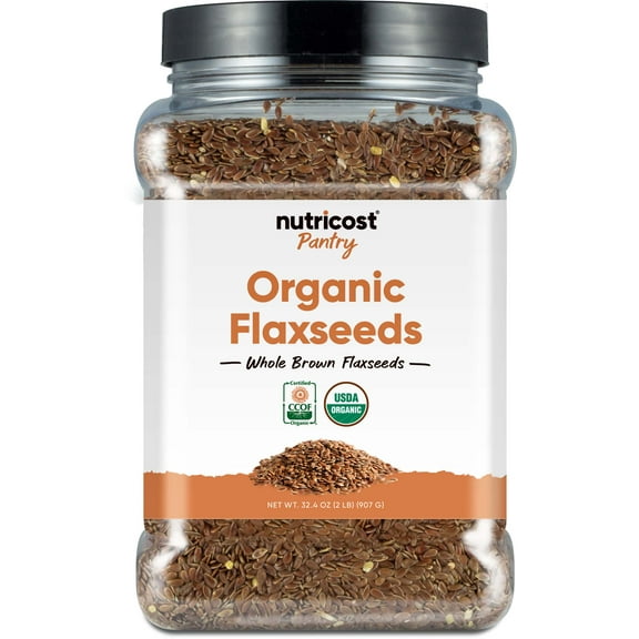 Nutricost Pantry Organic Flaxseeds (2 Pounds) - Whole Brown Flaxseeds, Vegan, GMO-Free, Gluten-Free