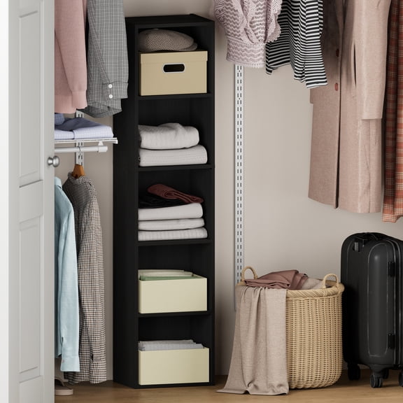 Furinno REED 5-Tier Open Shelf Closet Organizers/Storage. Blackwood