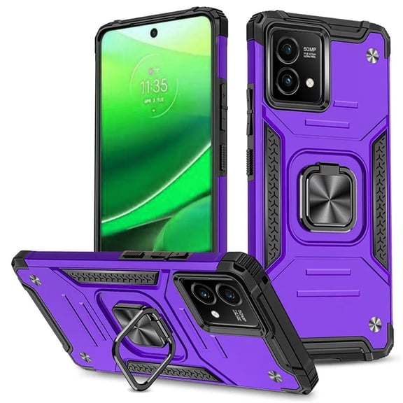 For Motorola Moto G STYLUS 5G 2023 Robust Kickstand Phone Case Cover   Tempered Glass - Purple