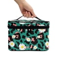 thumbnail image 3 of HELLHERO Daisies Portable Traveling Make Up Organizer Bag with Brush Slots Travel Cosmetic Makeup Bag (8.86"x6.5"x5.9"), 3 of 6