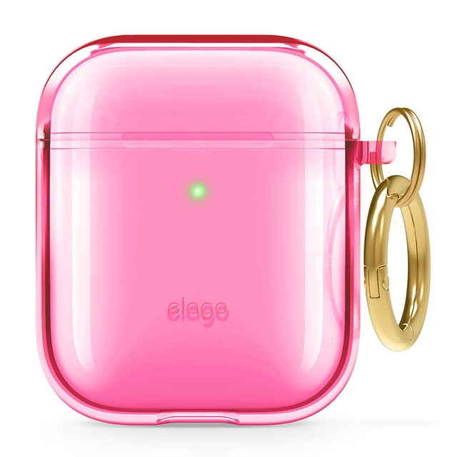 Funda para Airpods Elago Clear con llavero para Airpods 1 y 2, color rosa