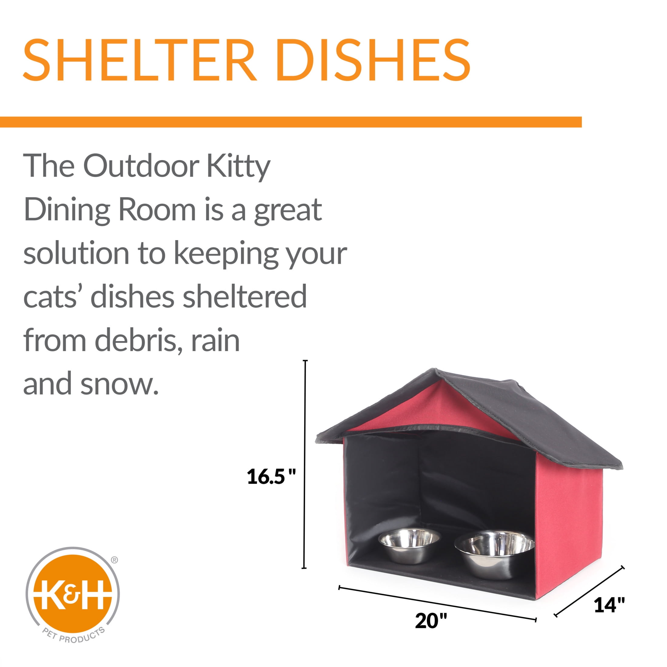 K&H Pet Products Outdoor Kitty Dining Room Barn Red 14 X 20 X 16.5 Inches
