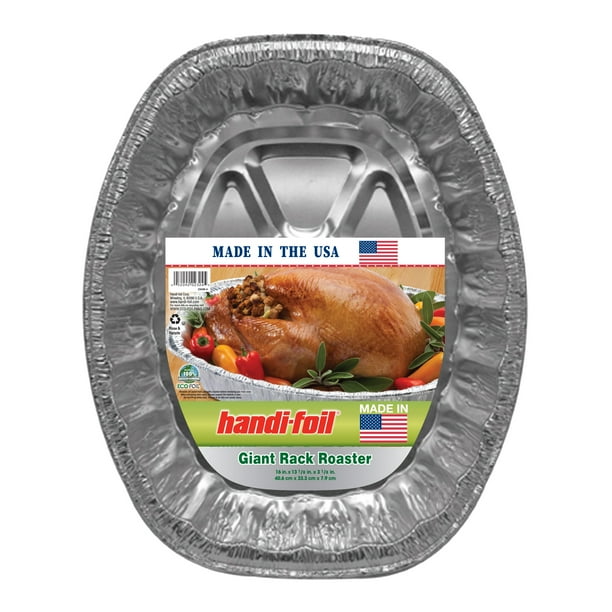HandiFoil EcoFoil Aluminum Foil Giant Oval Rack Roaster Pan, 1 Count