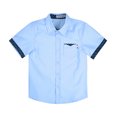 thumbnail image 3 of Haitryli Boys Short Sleeve Button Down Shirt Lapel Collar Casual Tops Students School Uniform Suit Shirt Formal Dress Shirt Blue 120, 3 of 5