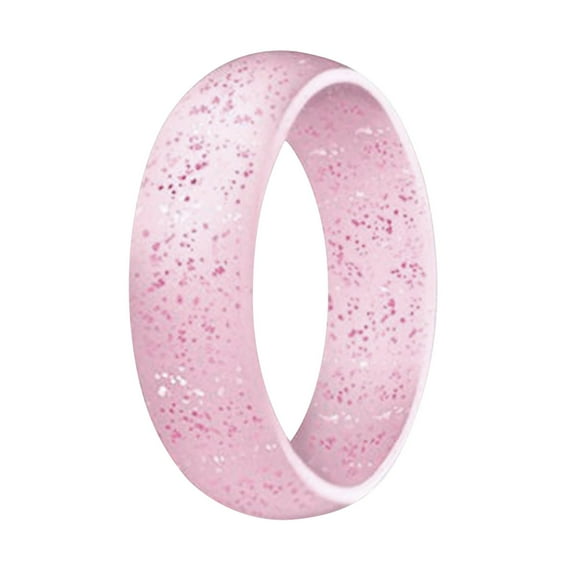 CILENON Silicone Ring 5.7Mm Wide Ring Yoga Ring Sports Ring Pearl Bright Silicone Ring Series (Pink,A2)