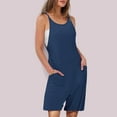 thumbnail image 4 of biudgviw Jumpsuits for Women Scoop Neck Sleevelsess Camisole Shorts Rompers Drawstring Waist Front Pocket Wide Leg Overalls Summer, 4 of 6