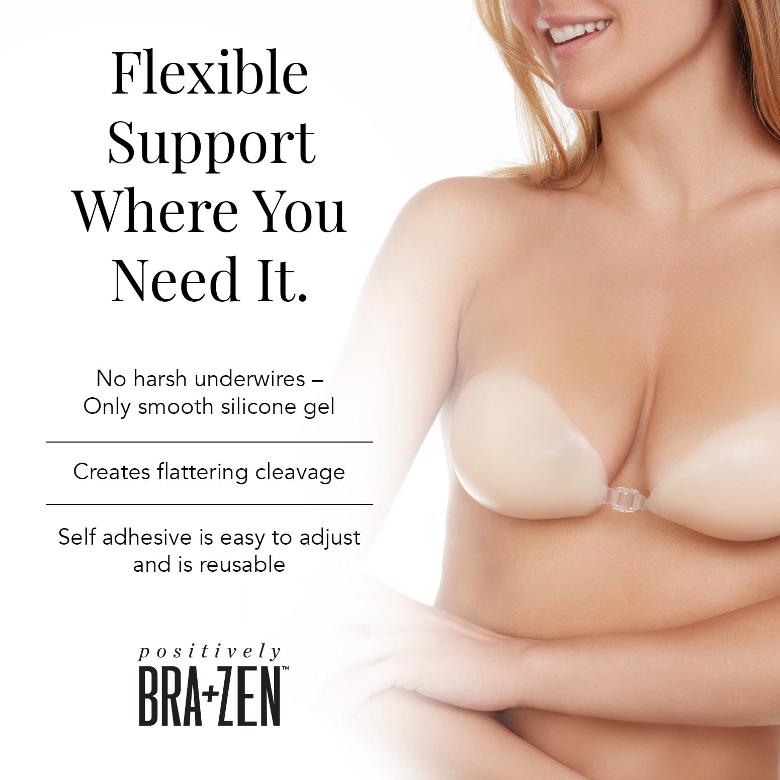 Positively BRA+ZEN Women's Reusable Adhesive Adjustable Backless