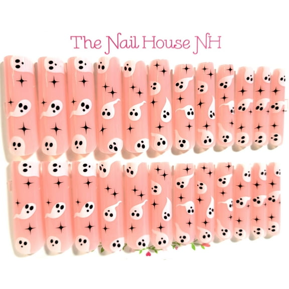 Bougie Boo Glossy Extra Long Square Press On Nails - 24 Pieces - Artificial Nail Kit - Halloween Nails