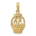 thumbnail image 3 of Diamond2Deal 14K Yellow Gold Enameled Easter Basket with Bunny, Bow and Eggs Pendant for Women, 3 of 3