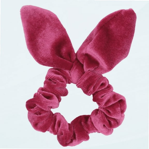 Set of 2 Bunny Ear Bow Bowknot Ponytail Holder Hair Tie Band Hair Scrunchies (Hot Pink)