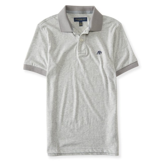Aeropostale - Polo de rugby jaspeado A87 para hombre, gris, grande Aeropostale polo, rugbi