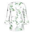 thumbnail image 5 of Pompotops Tunique Décontractée à Manches 3/4 Imprimée Florale Col en V pour Femmes Chemises Basiques d'Été Blouse Plissée Liquidation, 5 of 5