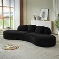 thumbnail image 2 of Contemporary Corduroy Compressed Upholstered Curved Sectional Sofa with Scatter Cushions-No assembly required, Upholstered Oversized Couches for Living Room, Apartment, Black, 2 of 6