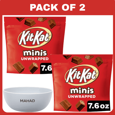 Kit Kat Minis Unwrapped Milk Chocolate Wafer Candy  Bag 7.6 oz-2 pack-with Bowl