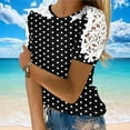 thumbnail image 4 of Fengactive Women's Lace Short Sleeve Blouses Polka Dot Shirts Cute Elegant Dressy Crew Neck Tunic Top, 4 of 7