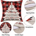 thumbnail image 4 of Christmas Pillow Cover 20 x 20 Inch Buffalo Plaid Christmas Tree Deer Sock Bell Throw Pillow Covers Christmas Decorations Winter Holiday Cushion Case for Sofa Couch Set of 4, 4 of 6