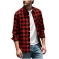 thumbnail image 2 of Men's Flannel Casual Plaid Shirts Long Sleeve Button up Lightweight Blouse Fall Comfy Work Jacket with Pockets New Light Weight Jackets Mens Casual Red 3XL, 2 of 9