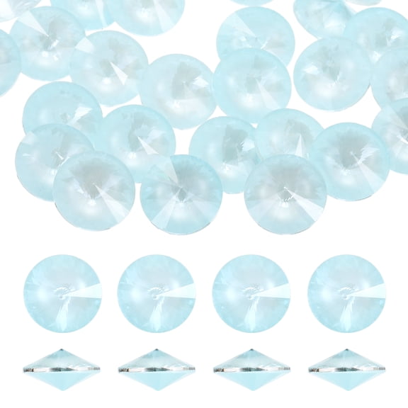 30Pcs Pointed Back Rhinestones,  10mm Round Faceted Crystal Rivoli Rhinestone, Pale Green