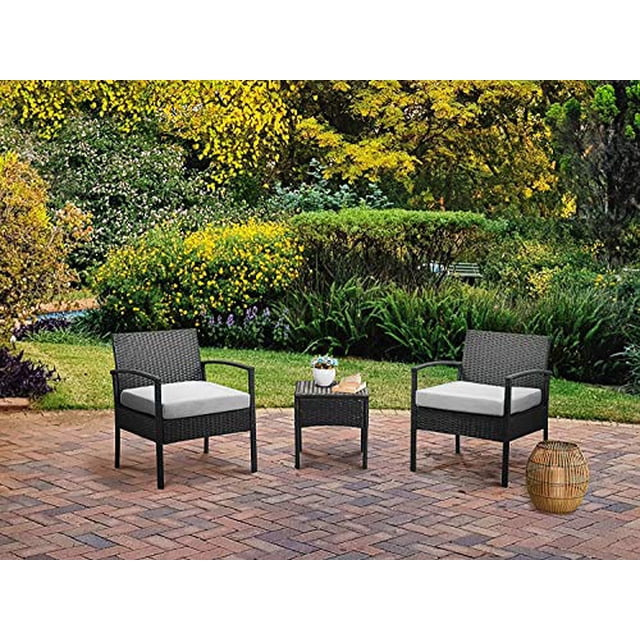 PROHIKER 3 PCS Patio Rattan Conversation Chair Set, 3 PCS Patio Wicker Rattan Furniture Set, Patio Wicker Rattan Table