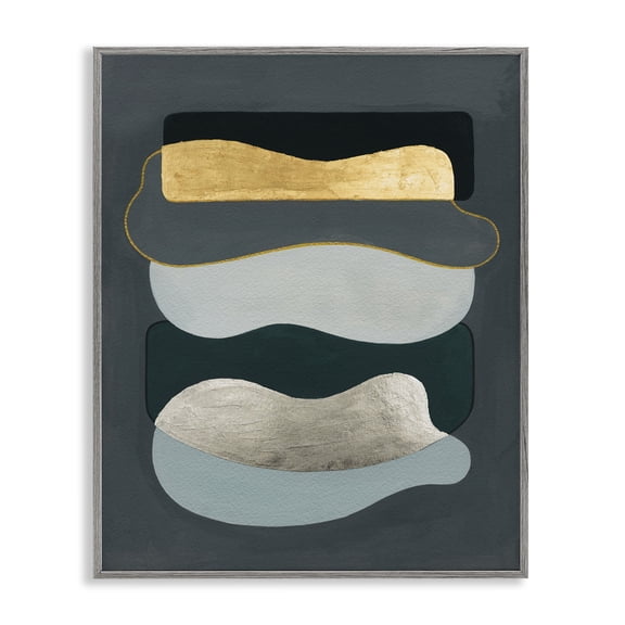 Stupell Industries Mid-Century Dark & Glam Geometric Gray Framed Giclee Art, 11 x 14, by Grace Popp
