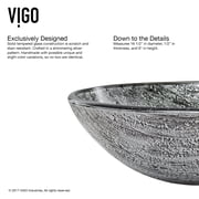 VIGO Giovanni Titanium Gray Glass 17 in. L x 17 in. W x 6 in. H Round Vessel Bathroom Sink