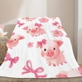 thumbnail image 3 of Cute Cartoon Pigs and Flowers Lightweight Flannel Printed Blanket - Ultra Soft & Warm, All-Season Cozy Plush for Couch, Bed, Office, Camping Nap - Perfect Decorative Gift, 3 of 10