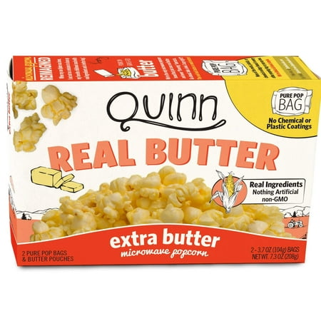 Quinn Snacks Real Butter Tastes Better - Microwave Popcorn Made With Grass-Fed Butter - Great Snack Food For Movie Night, Extra Butter, 3.7 Ounce (12 Count) 3.4 Ounce (12 (Best Tasting Microwave Popcorn)