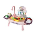 thumbnail image 2 of Juega Juguete de fregadero con accesorios de cocina Feje Jugar a los niños Lavavajillas eléctricas Juguete para niños para niños Niños de 3 a 5 años Rosa, 2 of 9