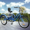 thumbnail image 3 of Dextrus 7-Speed 26-Inch Tricycle, 3-Wheel Adult Cruiser Bike, Low Step-Through Design with Front and Rear Baskets, Large Adjustable Seat with Backrest for Seniors, Women, and Men (Blue), 3 of 7