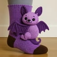 thumbnail image 4 of OQRKI Animal Print Socks, 3D Knit Animal Socks, Hand Crocheted Double Layer Cotton Warm Socks, Cute Animal Themed Socks for Kids and Adults Purple, 4 of 7