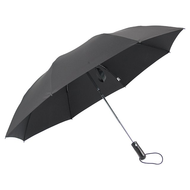 Paraguas plegable compacto resistente a la intemperie, con sistema automático a prueba de viento, negro, plegable hacia adentro, recubierto de teflón, para hombres y mujeres, 105 cm de alcance, 10 hu