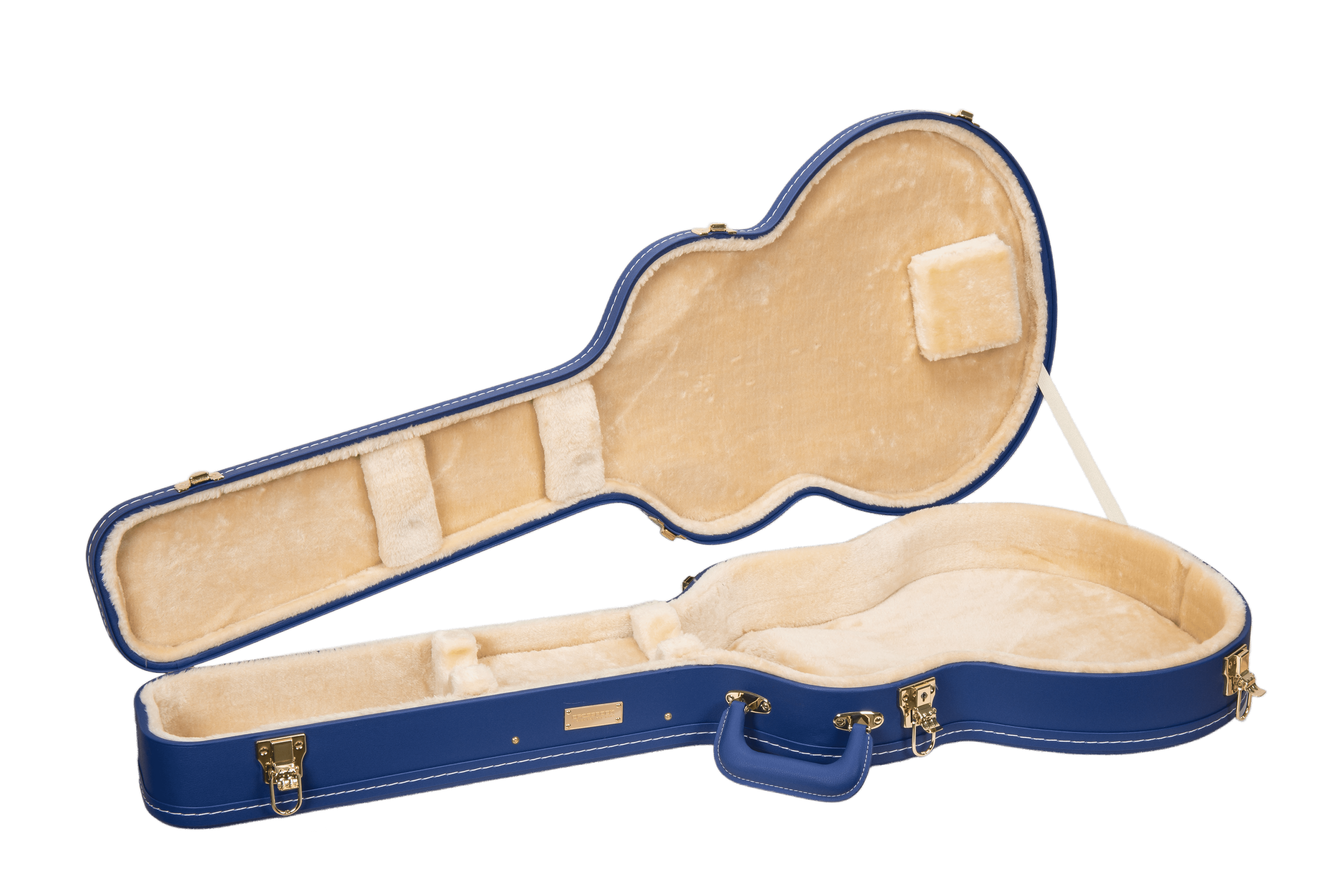 Crossrock Wooden Guitar Case -Fits 335 Style 6 Strings Semi-Hollow Electric Guitars -Vintage Hardware, Sponge Lining, Metal Feet, Storage Space-Vibrant Blue
