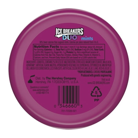 Ice Breakers Duo Fruit + Cool Raspberry Sugar Free Mints, 1.3 oz