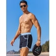 thumbnail image 4 of COOFANDY Men's Swim Trunks Quick Dry Swimsuit Color Block Bathing Suit 3 Inch Swimwear Blue, 4 of 7