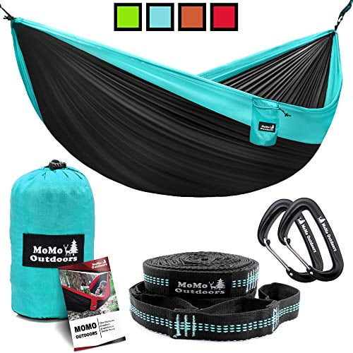 Backpacking & Travel Double Outdoor Hammocks with Carabiners & Tree Saver Straps Parachute Ripstop Diamond Weave Nylon Lightweight Portable for Hiking Everest Camping Hammock