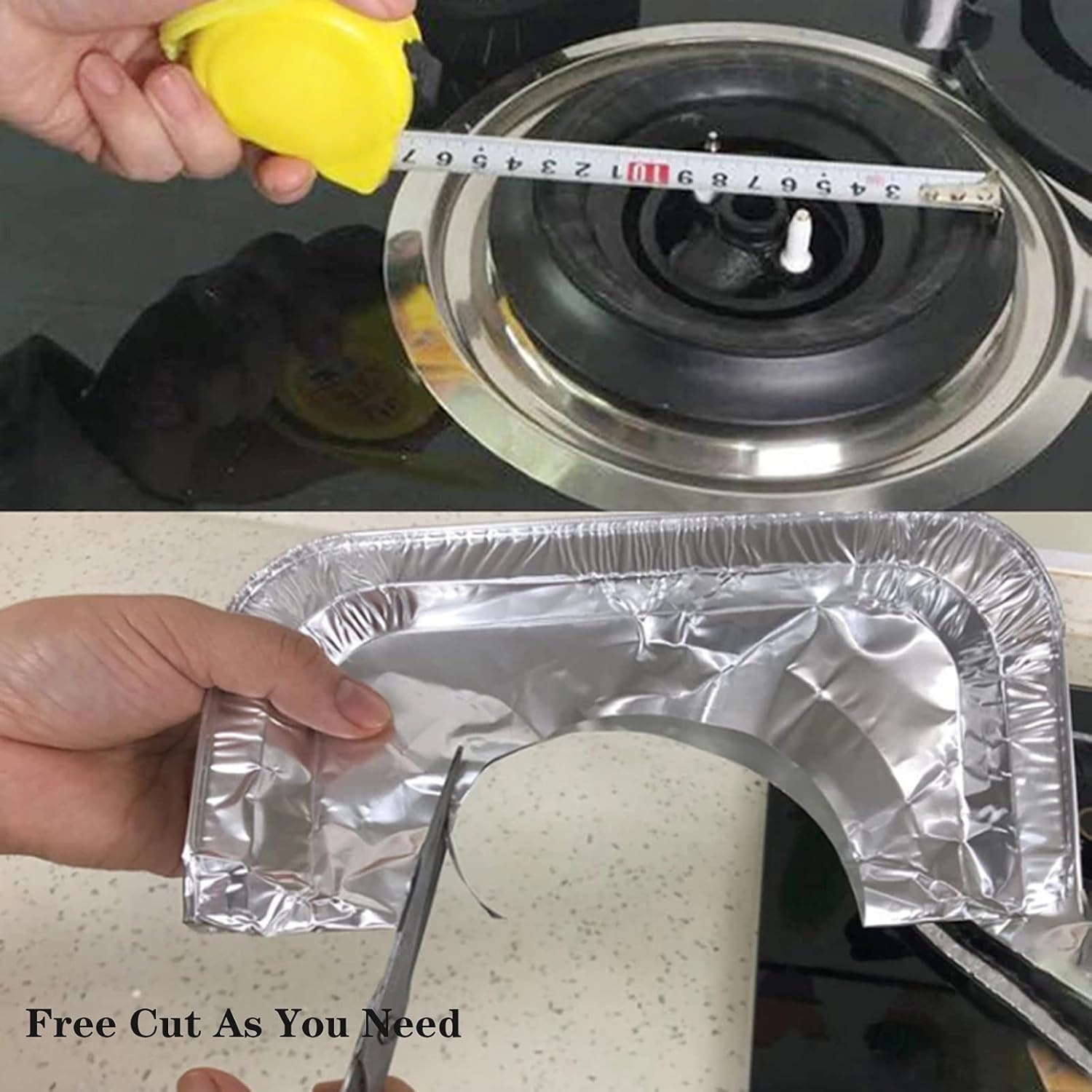 Lingsheng Thicker Aluminum Gas Stove Burner Covers, 8.5x8.5 Inch Square Pan Liners - Disposable Range Protectors (100 Pack)