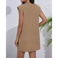 thumbnail image 5 of Women'S Summer Short T Shirt Dress Cap Sleeve Crew Neck Casual Loose Basic Mini Dresses Khaki L, 5 of 7