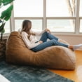 thumbnail image 5 of Big Joe Delmont Lounger, Foam Filled Bean Bag Chair, Vintage Tan Vegan Suede, Vegan Leather, 4.5 Feet, 5 of 9